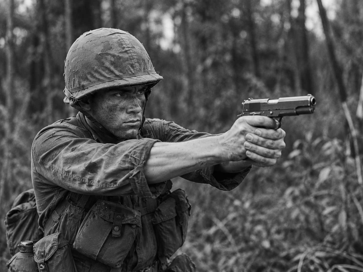 Soldat américain utilisant un Colt 1911 durant la guerre du Vietnam